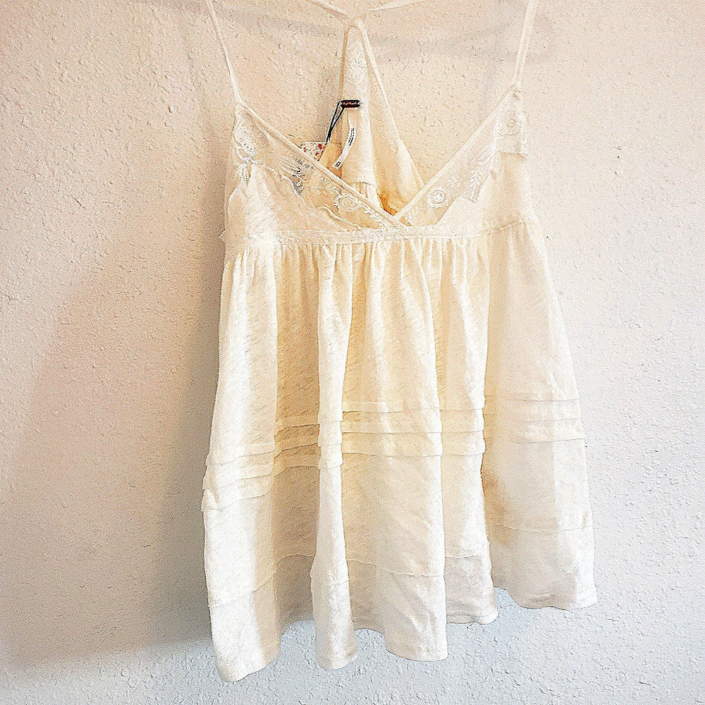 NWT Free People Linen and Lace Baby Doll Cami